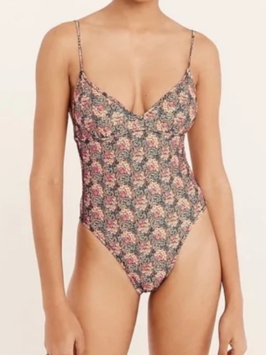 J. Crew Other - J Crew Strappy-Back Plunge One Piece Swimsuit in Ratti® Prism Floral Size 16